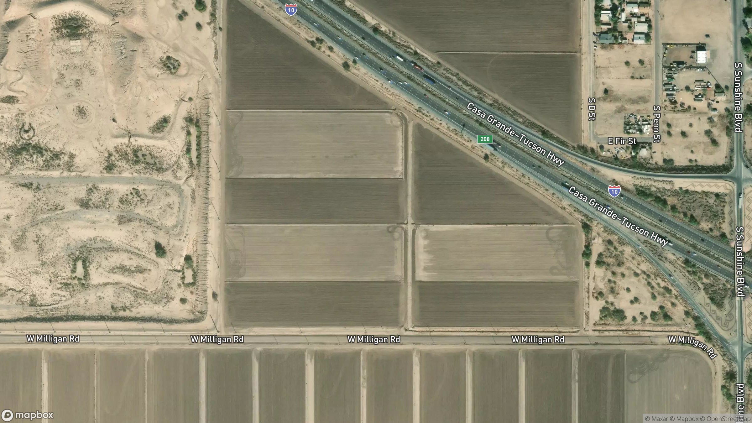 Aerial view of Casa Grande-Tucson Highway 12